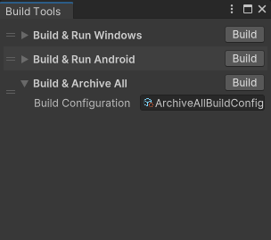 Build Tools editor window